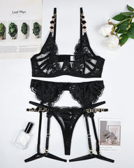 Vintage Gemstone Lace Lingerie Set
