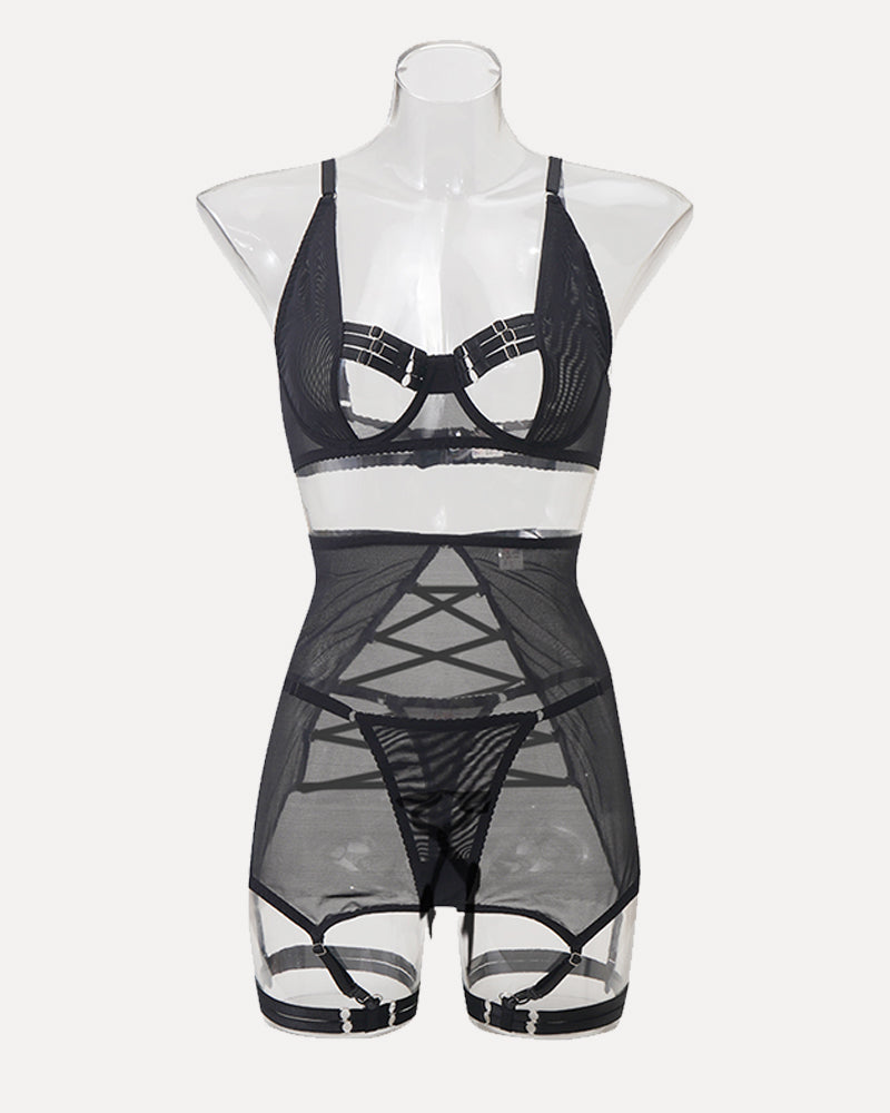 Hollow Out Tops and Skirt Sets with Gloves