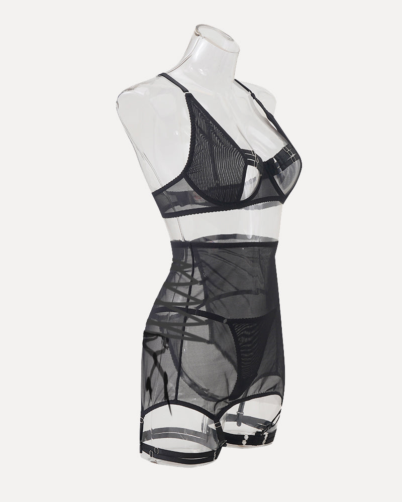 Hollow Out Tops and Skirt Sets with Gloves