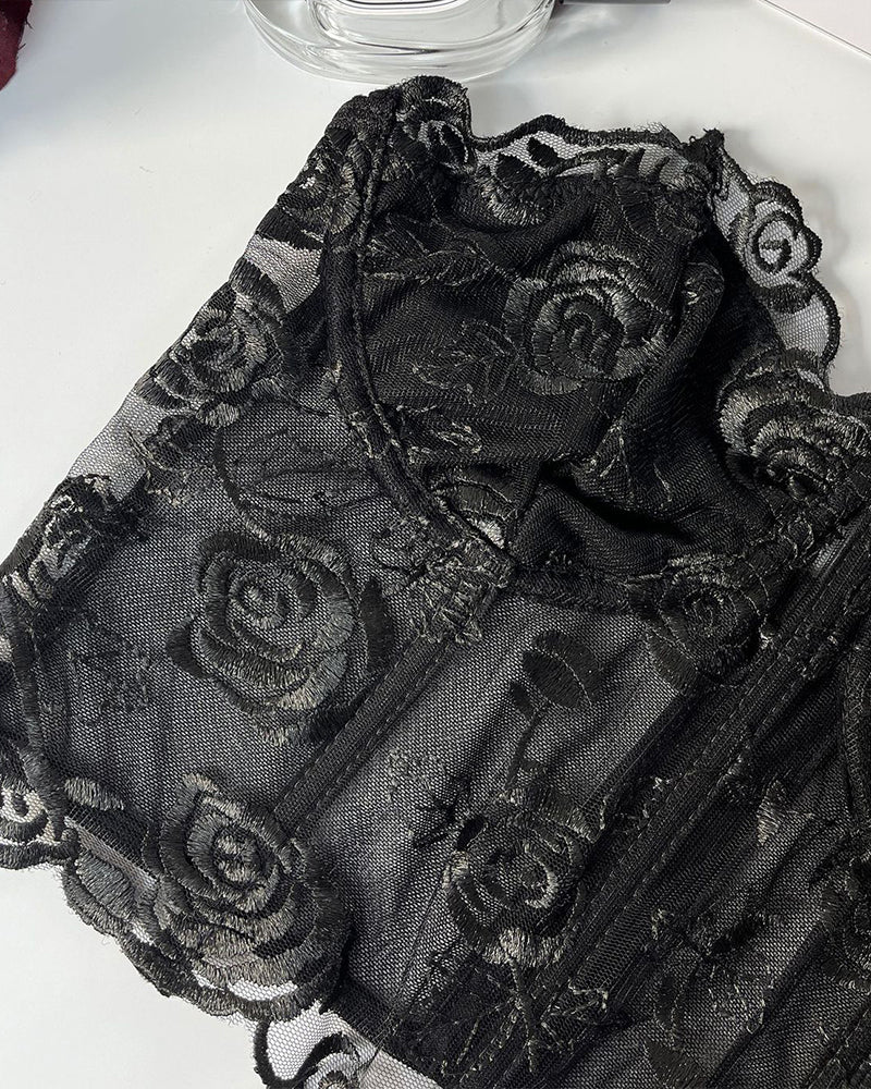 FStrapless Tube Top Boned Mesh Bustier