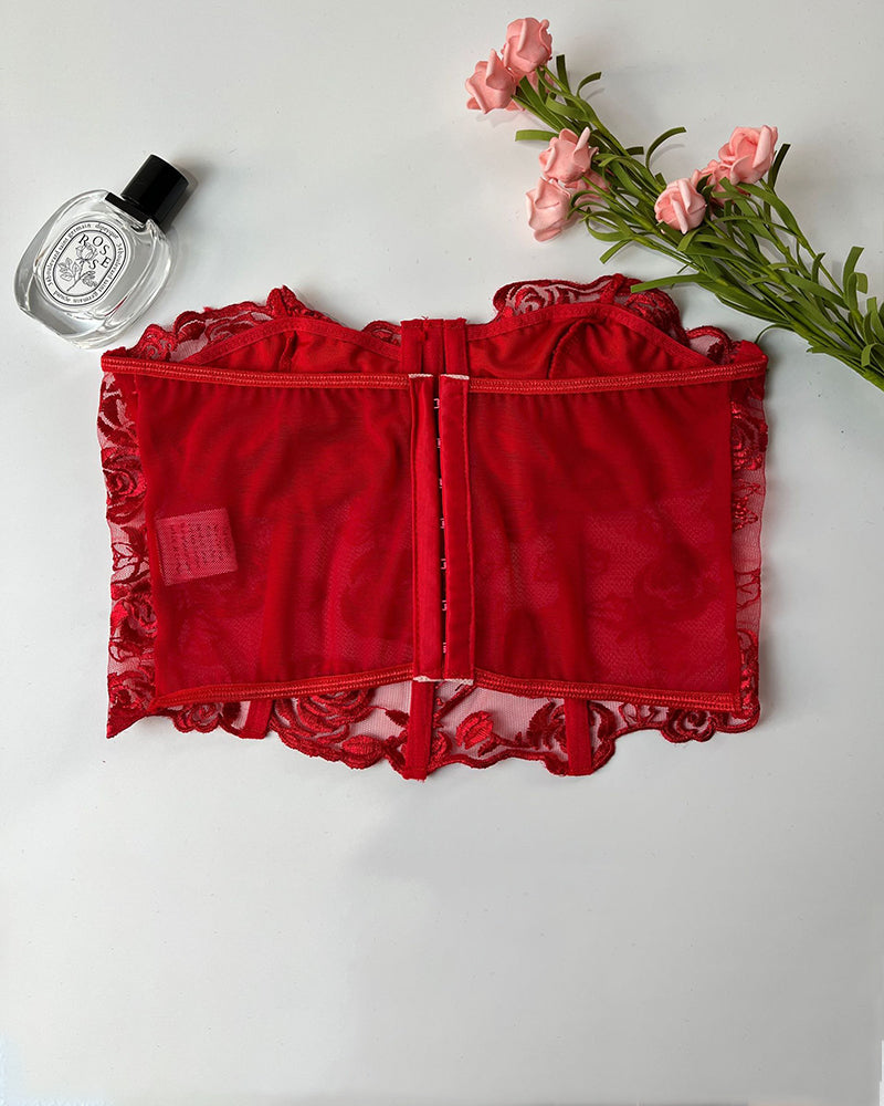 FStrapless Tube Top Boned Mesh Bustier