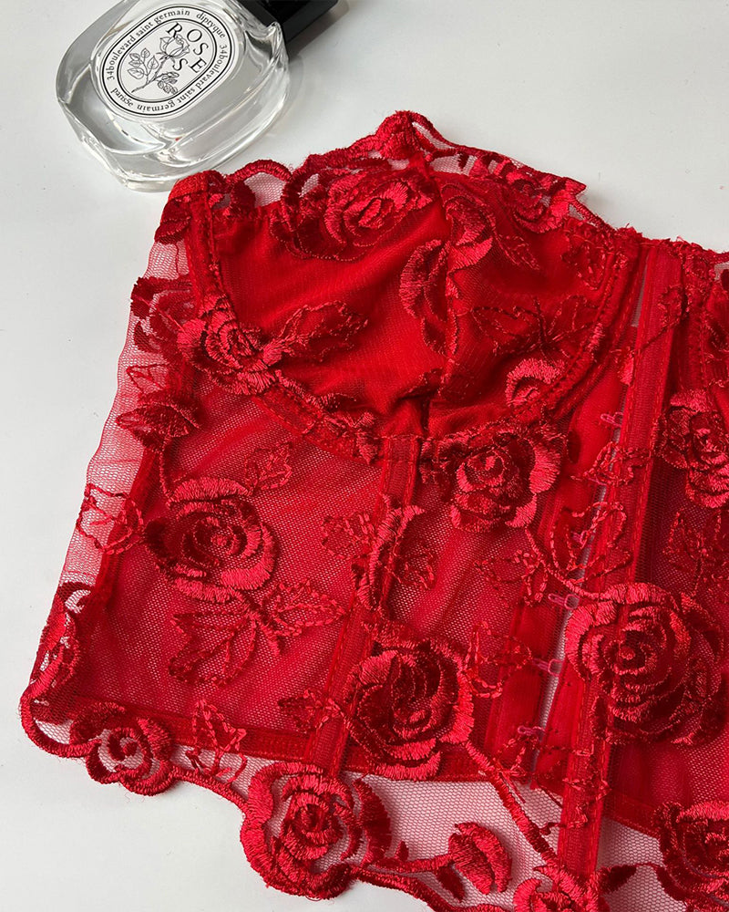FStrapless Tube Top Boned Mesh Bustier