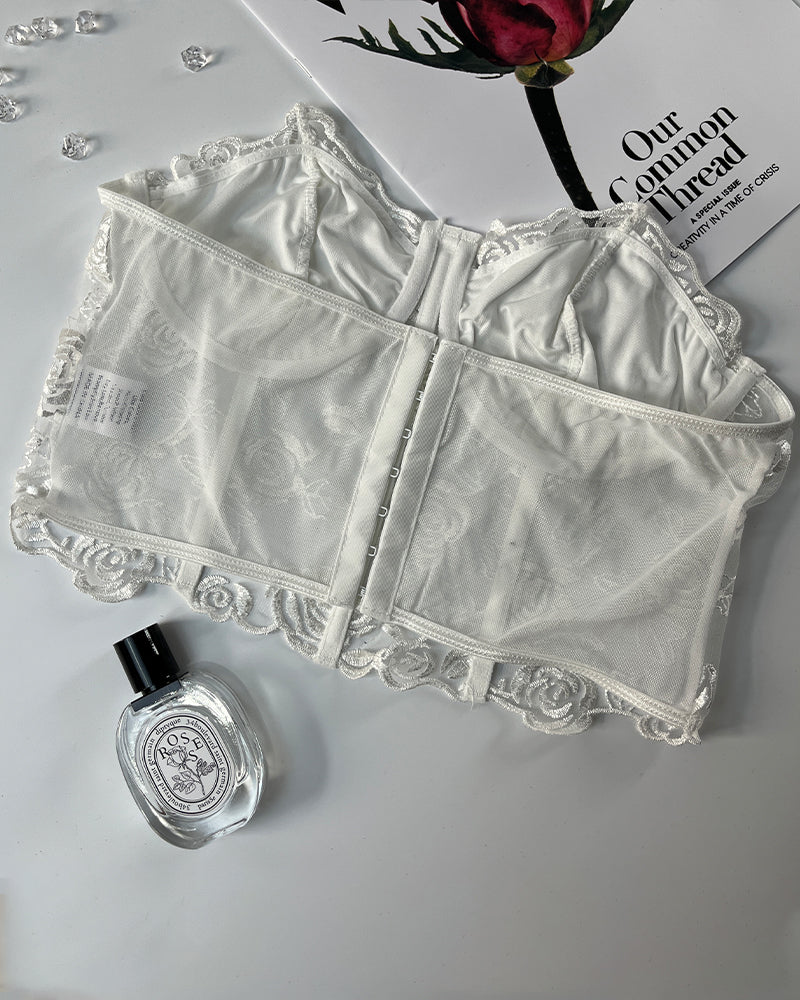 FStrapless Tube Top Boned Mesh Bustier