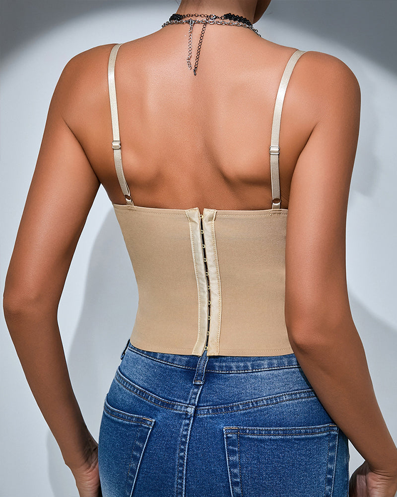 Sleeveless Corsets Top Ruffled Lace Trim Bustier