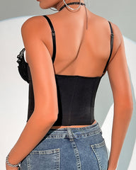 Corsets Top Ruffled Lace Trim Bustier