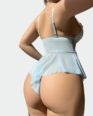 Embroidered FLace Bodysuit Lingerie