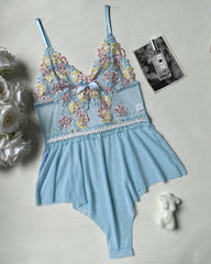 Embroidered FLace Bodysuit Lingerie