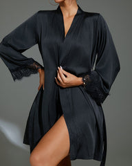 Sheer Heart Lace Backless Robe With Belt