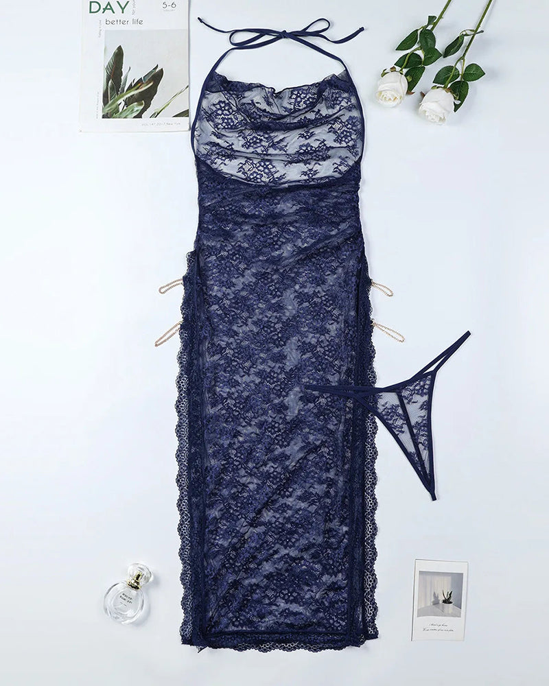 Romantic Lace High Slit Nightgown