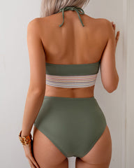 Color Block Drawstring Bikini Set