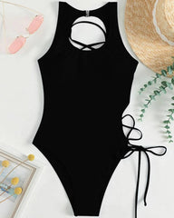 Lace-Up One Piece Swimsuit