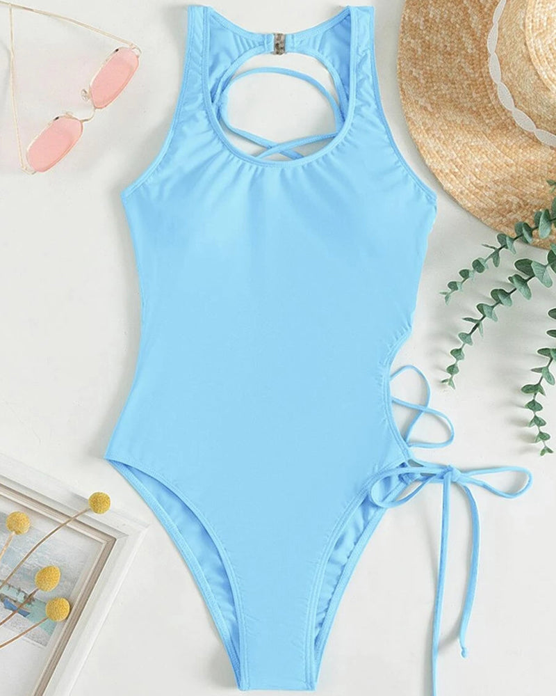 Lace-Up One Piece Swimsuit