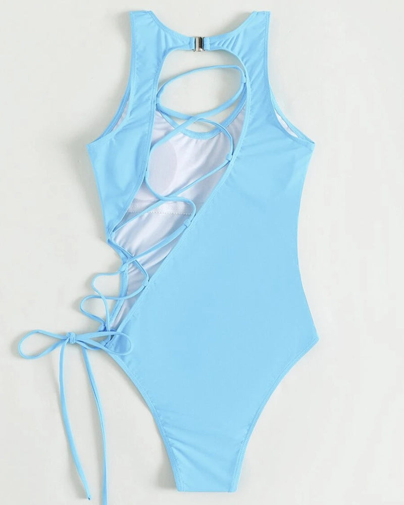 Lace-Up One Piece Swimsuit