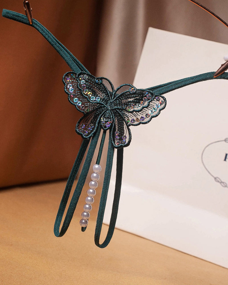 Pearl Sequined Mesh Low Rise Panties