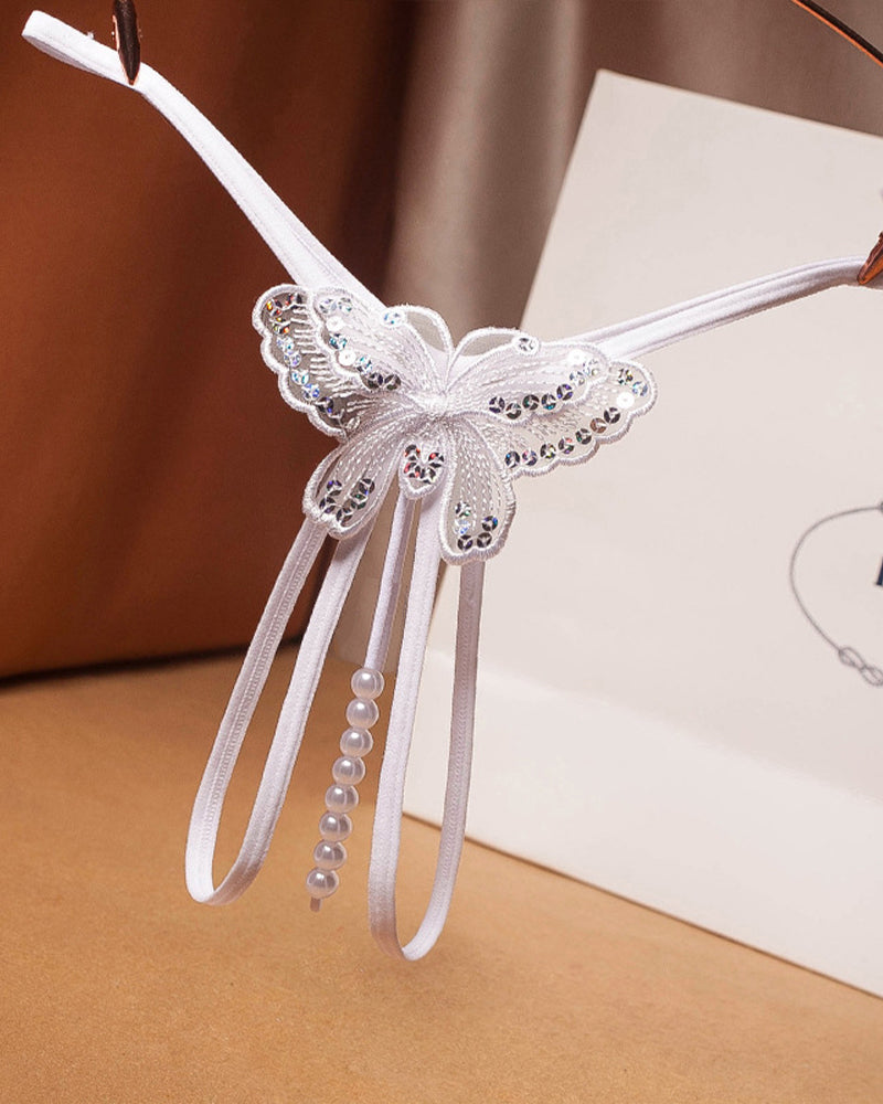 Pearl Sequined Mesh Low Rise Panties