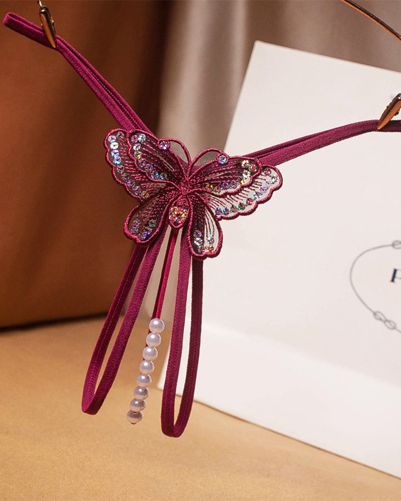 Pearl Sequined Mesh Low Rise Panties