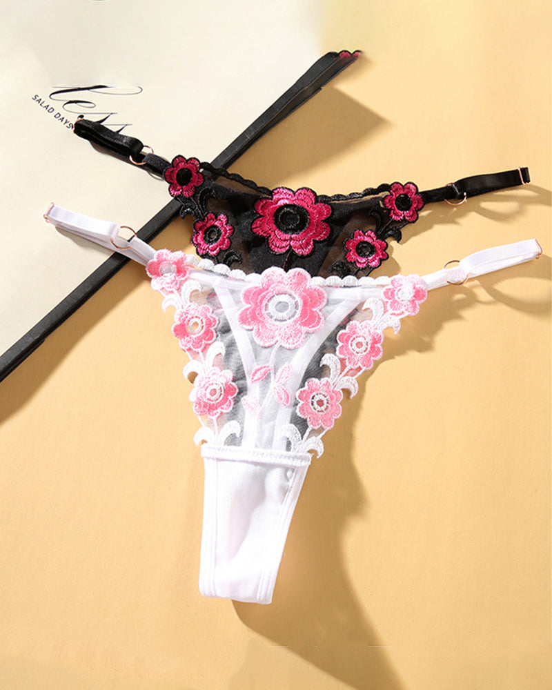 Low Waist Triangle Lace Thong Panties