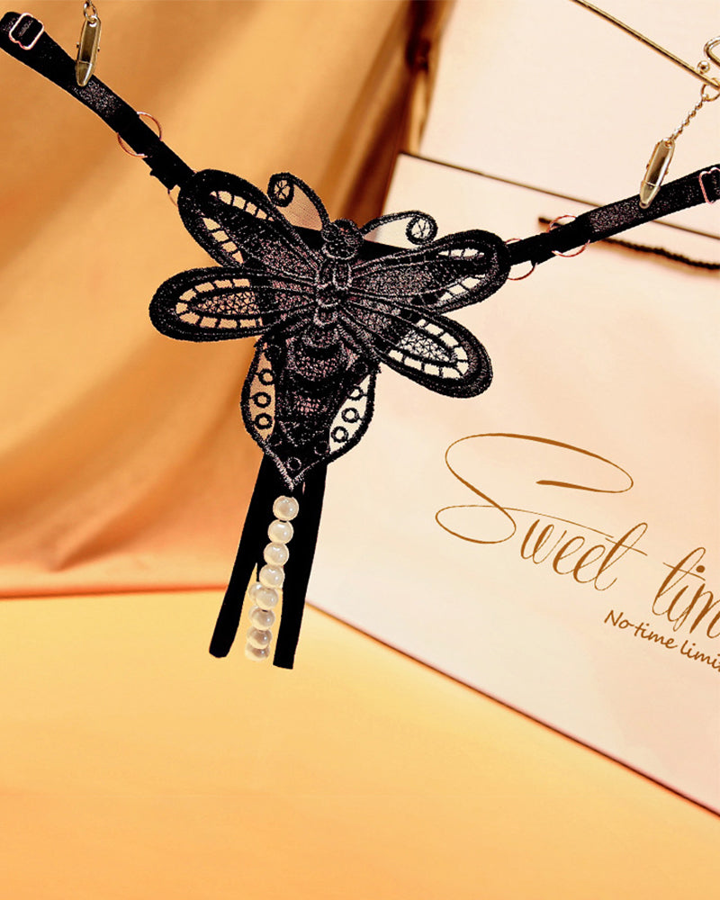 Pearl Crotchless Thong Panties