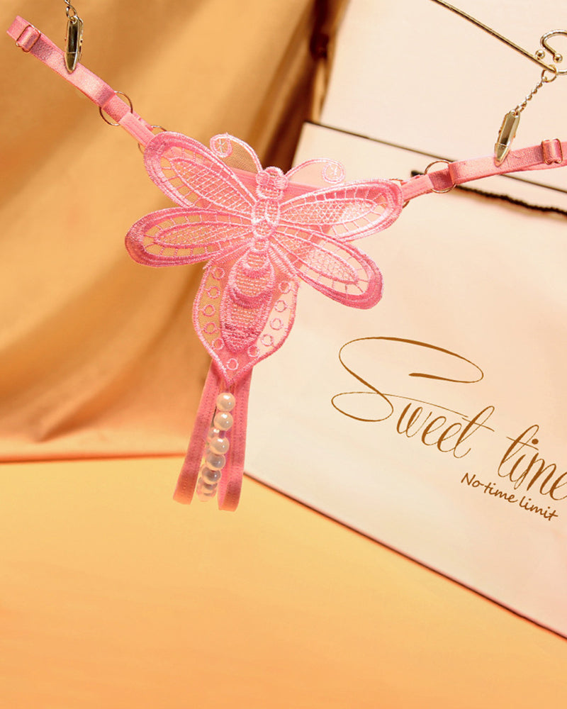 Pearl Crotchless Thong Panties