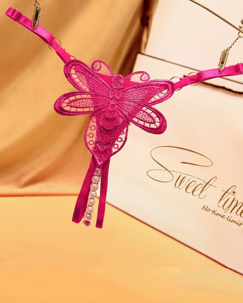 Pearl Crotchless Thong Panties