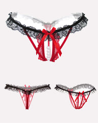 Lace Low-Rise Pearl Thong Panties