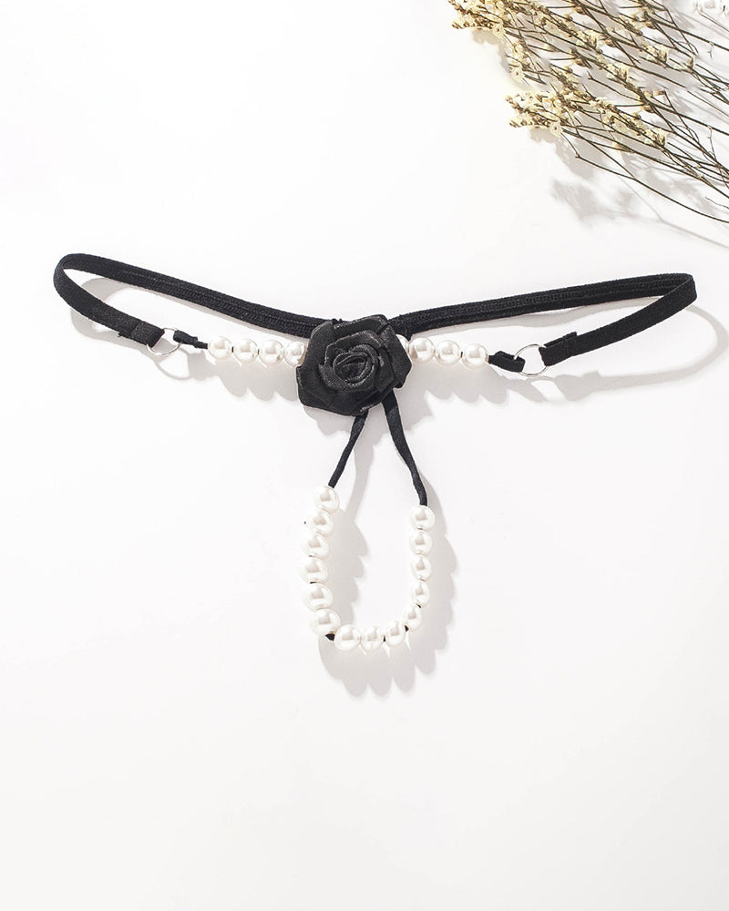 Pearl Rose See-Through  Thong Panties