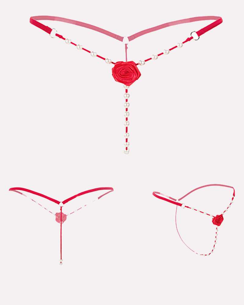 Pearl Rose See-Through  Thong Panties