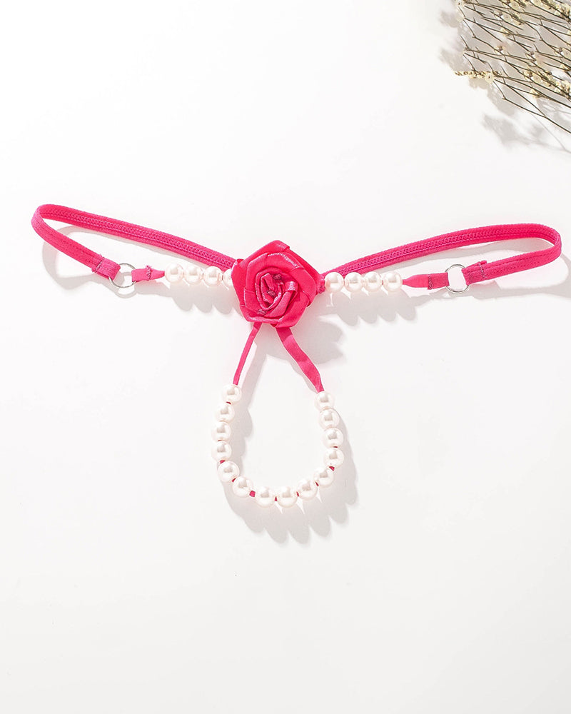 Pearl Rose See-Through  Thong Panties