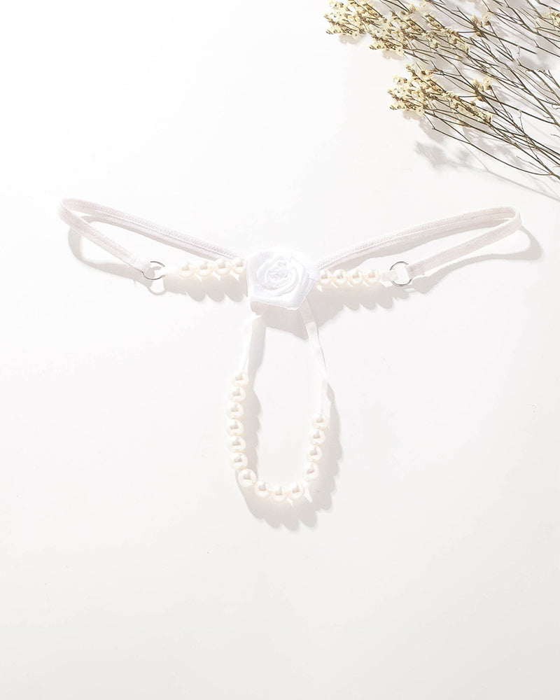 Pearl Rose See-Through  Thong Panties