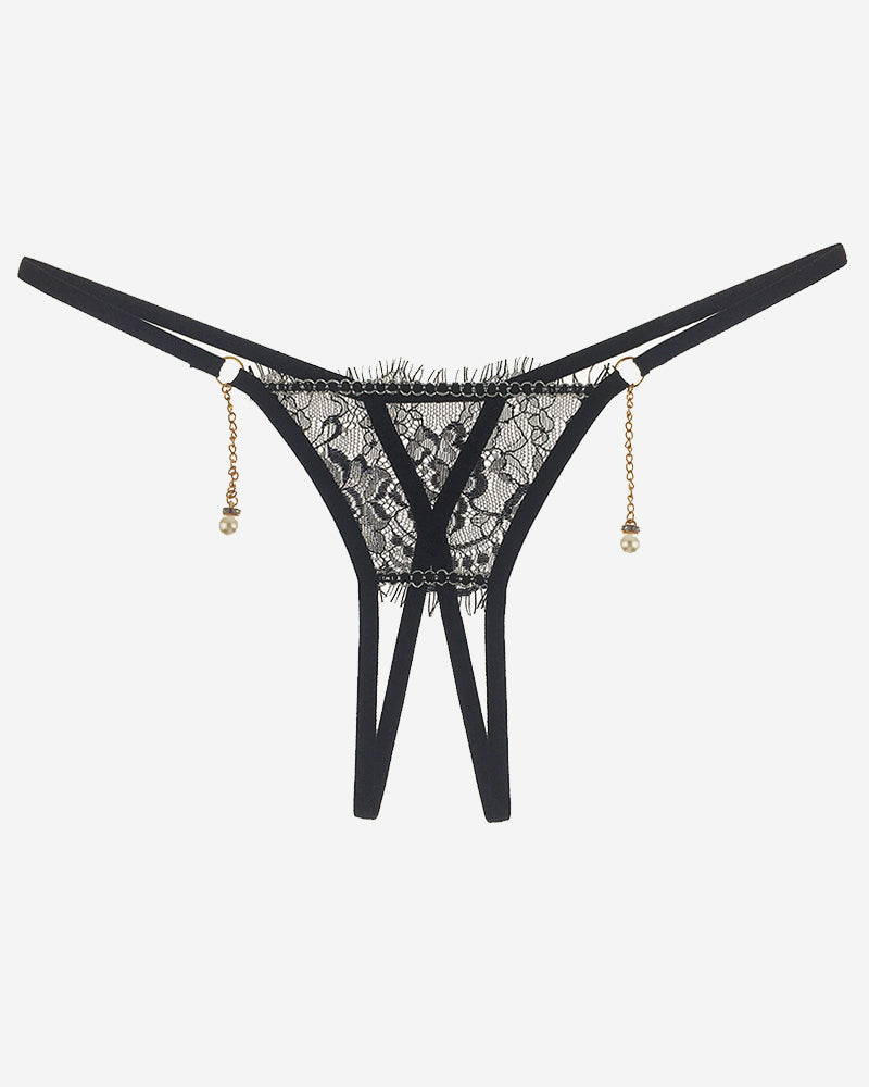 Crotchless Pearl Pendant Thong