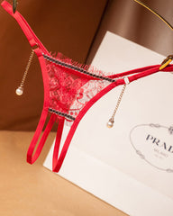 Crotchless Pearl Pendant Thong