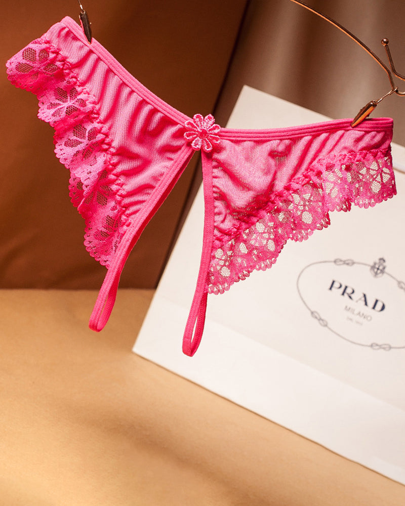 Crotchless Lace Low Waist Thong