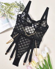 Mesh Suspender Chain Jumpsuit