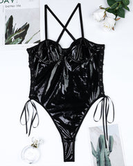 Leather Lace-Up Camisole Bodysuit