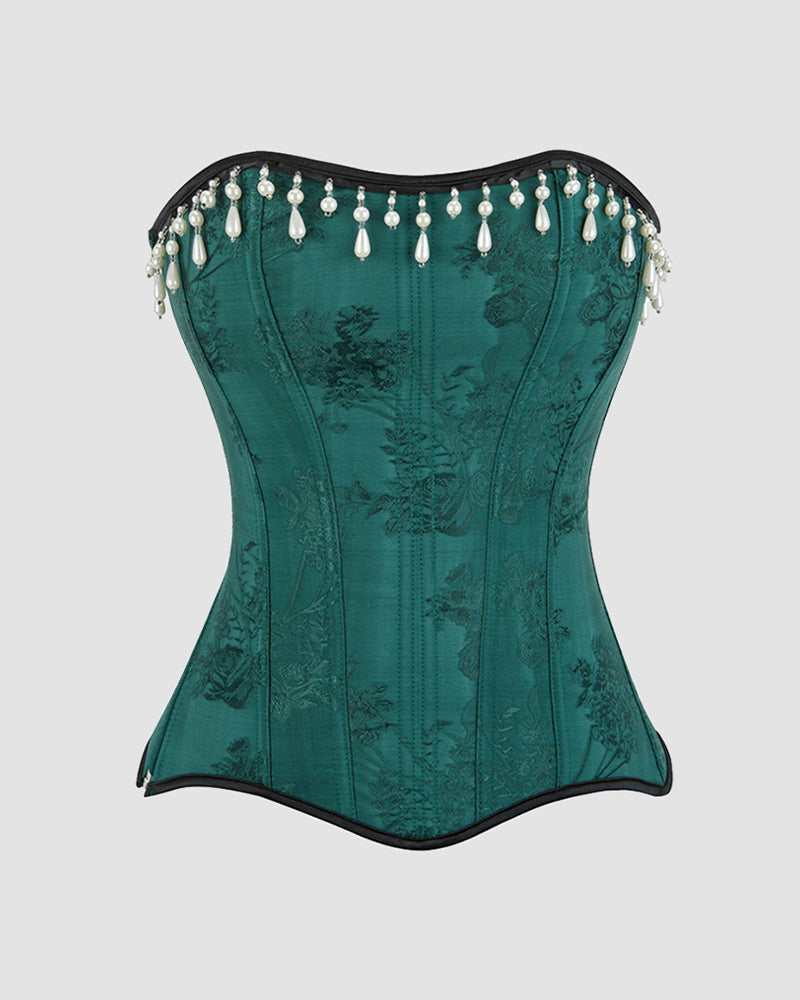 1980s 15 Boned Cotton Pearl Waist Training Corset