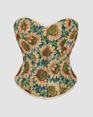 1930s 12 Boned Cotton Sunflower Corset