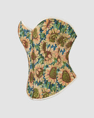 1930s 12 Boned Cotton Sunflower Corset