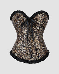 1960s 12 Boned Cotton Leopard Lace Corset