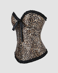 1960s 12 Boned Cotton Leopard Lace Corset
