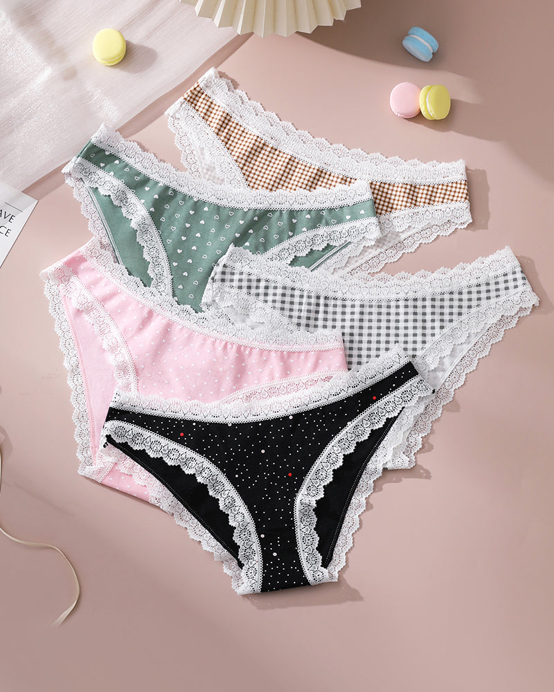 Lace Edge Print Panties