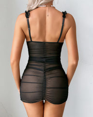 Mesh Embroidery Slim Hip Nightdress