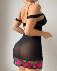 Lace See-through Embroidery Tight Hip Skirt Chemises