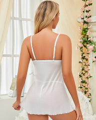 Suspender See-through Embroidered Nightdress