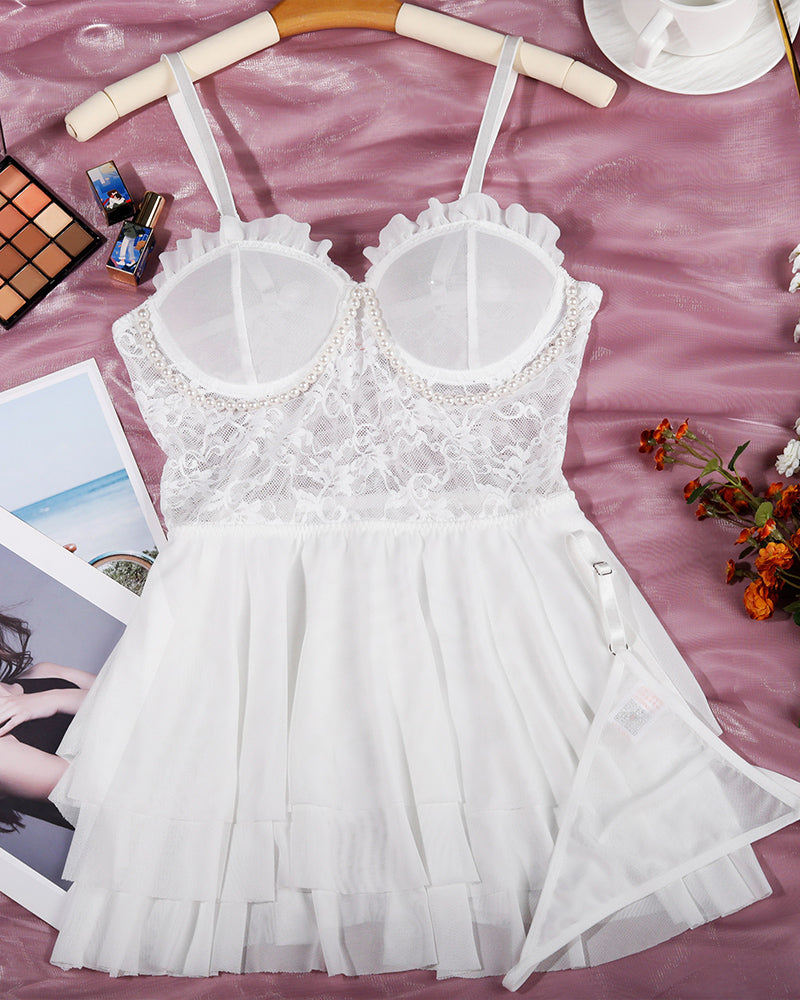 Lace Suspender Mesh Nightdress