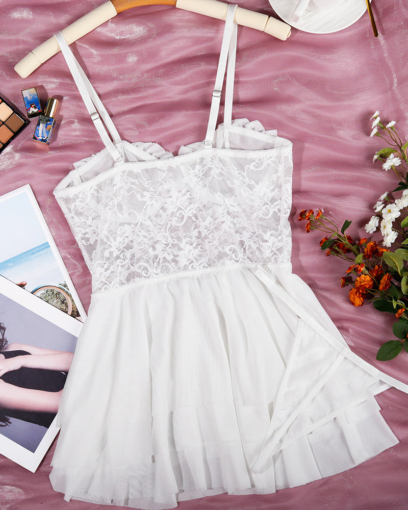 Lace Suspender Mesh Nightdress