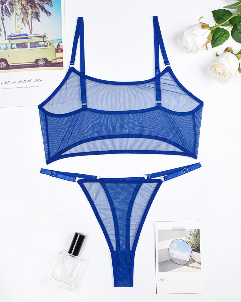 Mesh See-Through Camisole Bra Set