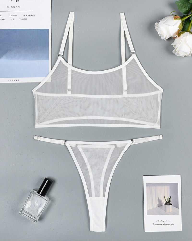 Mesh See-Through Camisole Bra Set