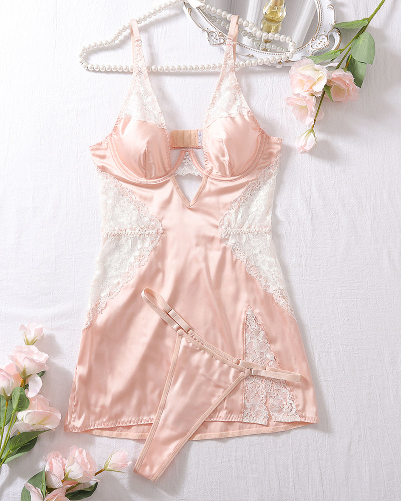 Slim Fit Hollow Strap Nightdress