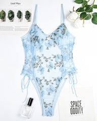 Butterfly Embroidered Lace Bodysuit