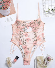 Butterfly Embroidered Lace Bodysuit